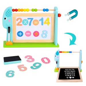 TOOKY TOY Duża Drewniana Tablica Dwustronna Magnetyczna+ Kredowa