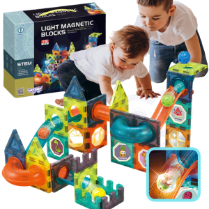 WOOPIE Klocki Magnetyczne Tor Kulkowy Świetlny Kulodrom 75 el.