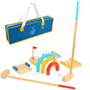 TOOKY TOY Drewniany Zestaw do Gry w Golfa dla 2 Osób 13 el.