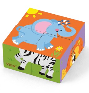 Viga Drewniana układanka Zoo Puzzle 4 klocki