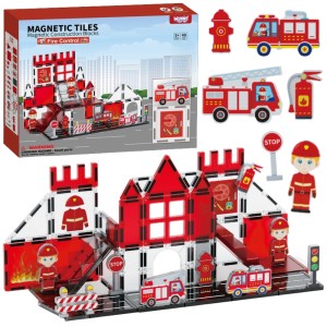 WOOPIE Klocki Magnetyczne 3D Zestaw Straż Pożarna 48el.