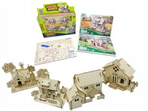 DREWNIANE BUDYNKI DO SKŁADANIA DIY UKŁADANKA 3D PUZZLE PRZESTRZENNE