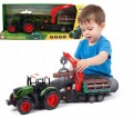 TRAKTOR Z PRZYCZEPĄ Z DREWNEM CIĄGNIK ROLNICZY DLA DZIECI 53cm Zestaw Farma