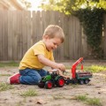 TRAKTOR Z PRZYCZEPĄ Z DREWNEM CIĄGNIK ROLNICZY DLA DZIECI 53cm Zestaw Farma
