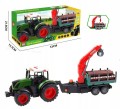 TRAKTOR Z PRZYCZEPĄ Z DREWNEM CIĄGNIK ROLNICZY DLA DZIECI 53cm Zestaw Farma