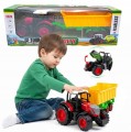DUŻY TRAKTOR XL Z PRZYCZEPĄ WYWROTKĄ CIĄGNIK ROLNICZY ZESTAW FARMERA 53 cm