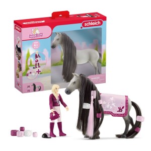 SCHLEICH ZESTAW STARTOWY KONIE KOŃ DO CZESANIA WŁOSY 42584 KLACZ I FIGURKA