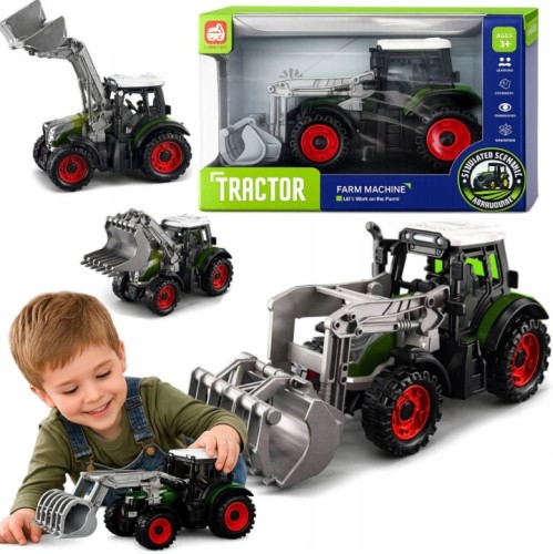 TRAKTOR Z ŁADOWACZEM CIĄGNIK ROLNICZY GOSPODARSTWO MASZYNA ROLNICZA FARMA